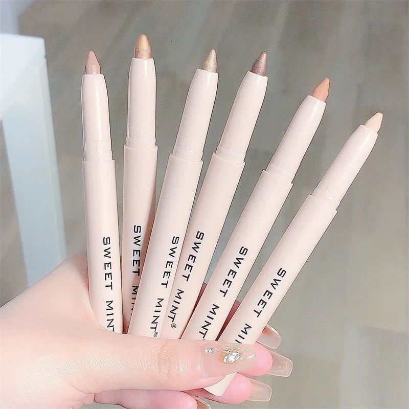 15color Glitter Highlighter Pen Waterproof Pearlescent Matte White Sliver Diamond Brighten Lying Silkworm Eyeshadow Stick Makeup 240624