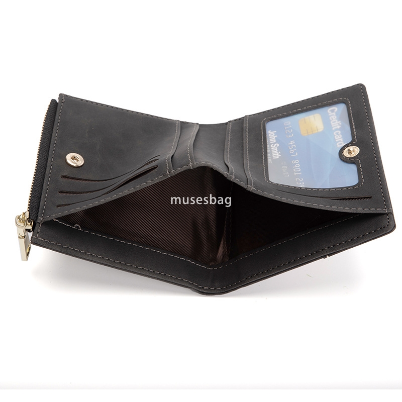 Fashionable men's designer classic PU wallet European and American retro multifunctional stitching short style multi card clip vertical style zer