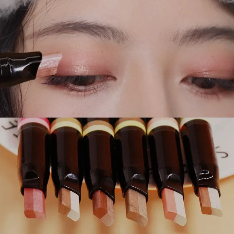 Double Color Eyeshadow Stick Gradient Shimmer Color Eye Shadow Cream Pen Eye Makeup Cosmetic Eyeshadow Stick Korean Makeup 240624
