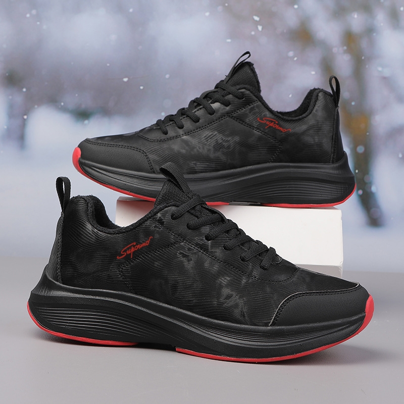 Men'S Shoes New Spring And Autumn Men'S Sports Shoes Black Light Travel Shoes Velvet Cotton Shoes Men Small White Shoes