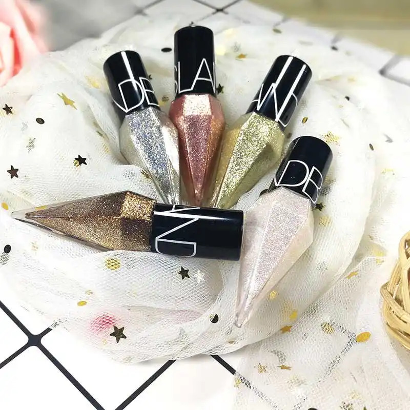 Eye Shadow Pearlescent Diamond Eye Shadow Liquid 5-color Sequins MakeUp Smooth Mini Fine Brush Eyeliner Shine And Head 240624
