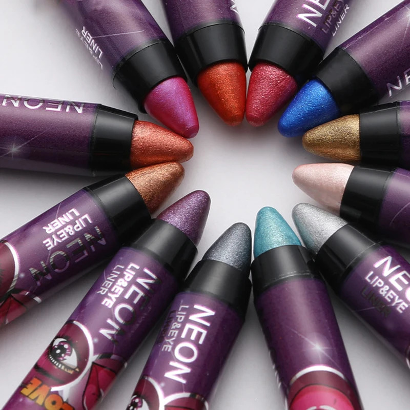 2 In 1 Glitter Eyeshadow Lipstick Pencil Stick Waterproof Pearl Silkworm Eye Shadow Pen Long-lasting Eyeshadow Make Up Cosmetic 240624