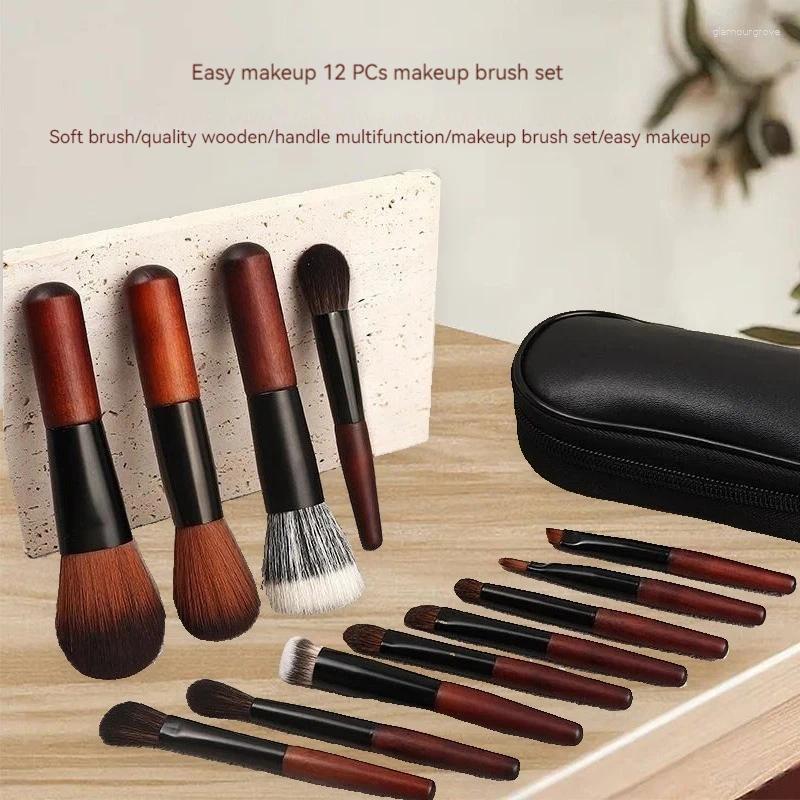 Makeup Brushes 12PCS Mini Portable Brush Set Super Soft Animal Hair Good Powder Sticking Effect Travel