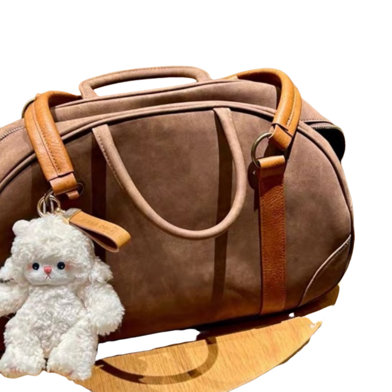 Korean version of street trend niche design Maillard retro Boston bag women's new large capacity portable bowling bag niche versatile bag