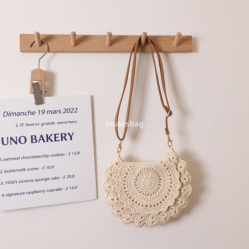 Designer Women's High Quality Classic Practical Lace Multi functional Crossbody Cotton Thread Woven Bag Hollow Out One Shoulder Vacation Beach Ba