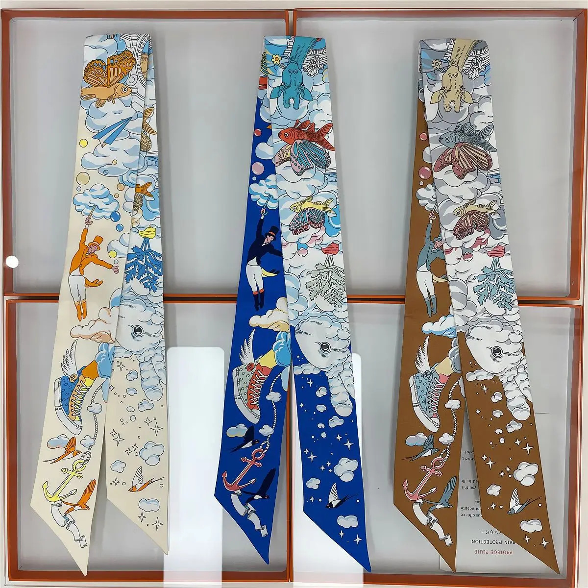 Korean Version Of The New Versatile Cloud Vientiane Female 18mm Twill Silk Mulberry silk Ribbon Wrapped Bag Handle Ribbon Scarf 240625