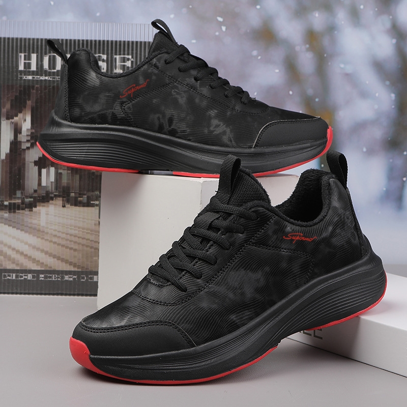 Men'S Shoes New Spring And Autumn Men'S Sports Shoes Black Light Travel Shoes Velvet Cotton Shoes Men Small White Shoes