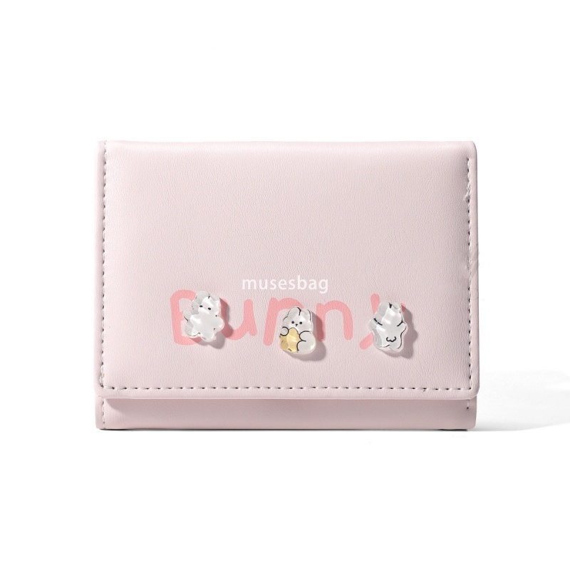 Fashionable Women's Designer Retro Practical YADAS Cute and Lightweight Multi functional Card Bag Acrylic Decoration PU Short 30% Zero Fold Walle