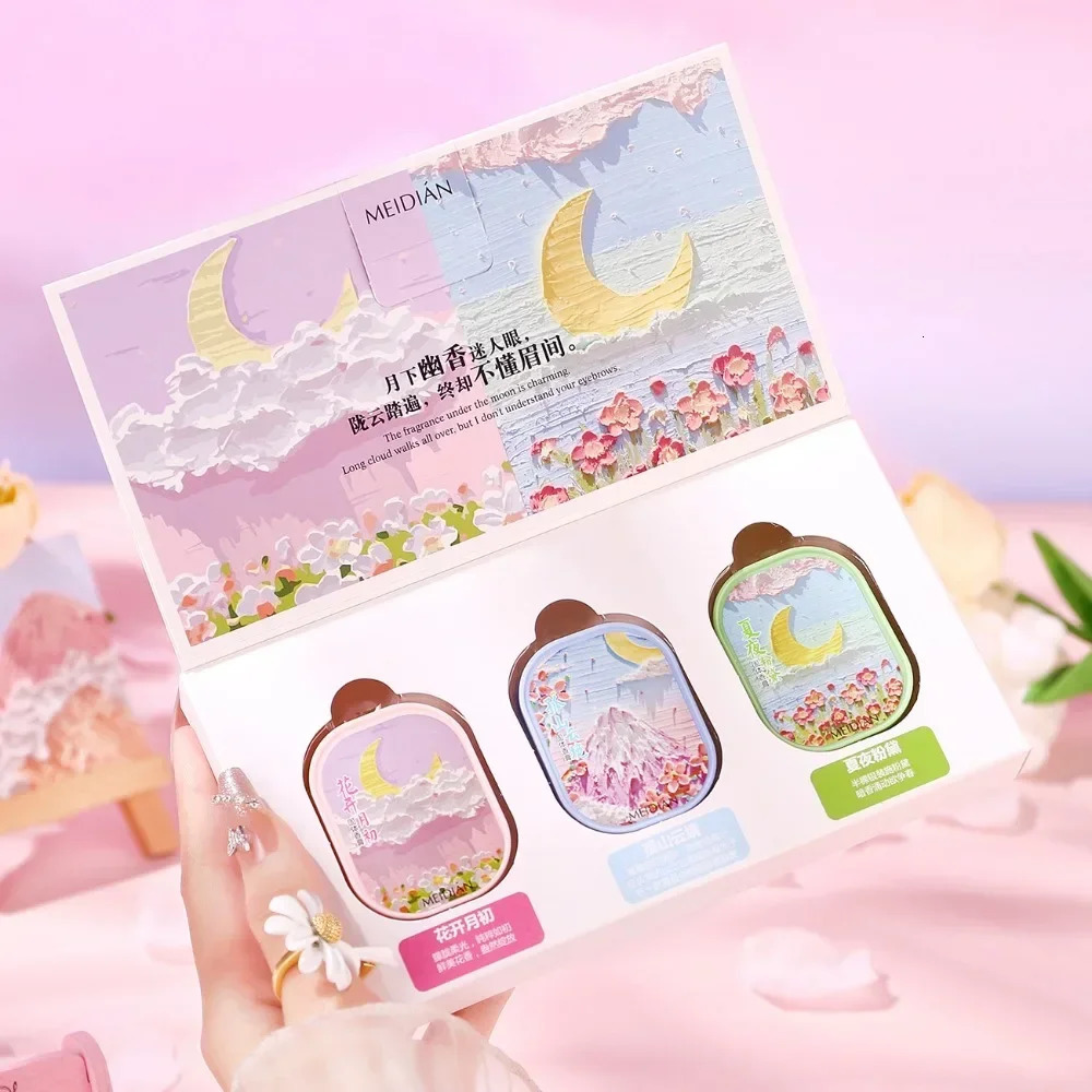 Romantic Flower Solid Perfume Balm Box Set Portable Solid Perfume Long Lasting Body Fragrance for Men Women Pink Amber 3/4Pc/Box 240624