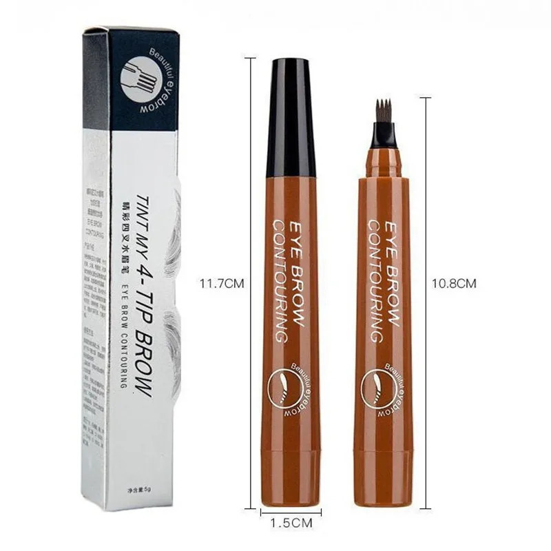 4 Point Eyebrow Pencil Waterproof Liquid Eyebrow Pen Makeup Long Lasting 4 Fork Tip Brow Pen Cosmetic Microblade Brow Pencil o240625