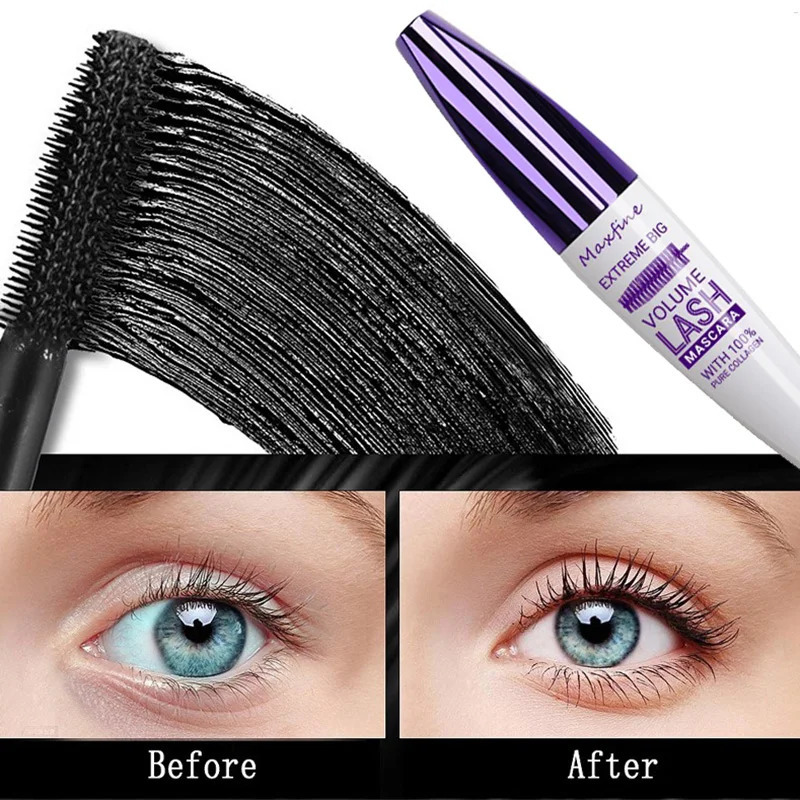5D Purple Blue Mascara Long-lasting Non-smudged Curling Styling Eyelash Paste Large Head Brush Thick Lashes Extension Cosmetics 240624