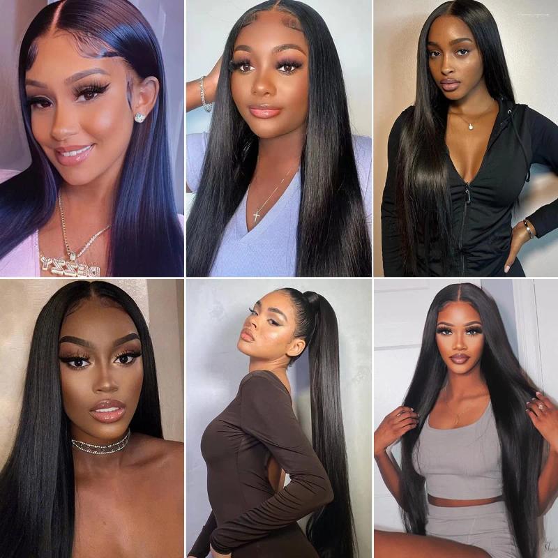 Inch Straight Human Hair Wig 13X4 Hd Lace Front Wigs Pre Plucked With Baby Glueless Frontal