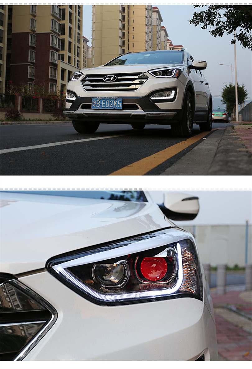 Car Light for Hyundai IX45 Headlights 2013-20 16 New Santa Fe Headlight Assembly Upgrade Signal Lamp Accessories