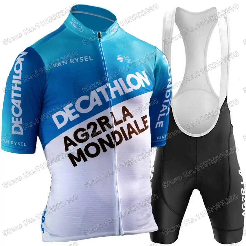 AG2R Cycling Jersey Set Summer France Pro Team Cycling Clothing Men Road Bike Shirt Suit Bicycle Bib Shorts MTB Maillot 240620