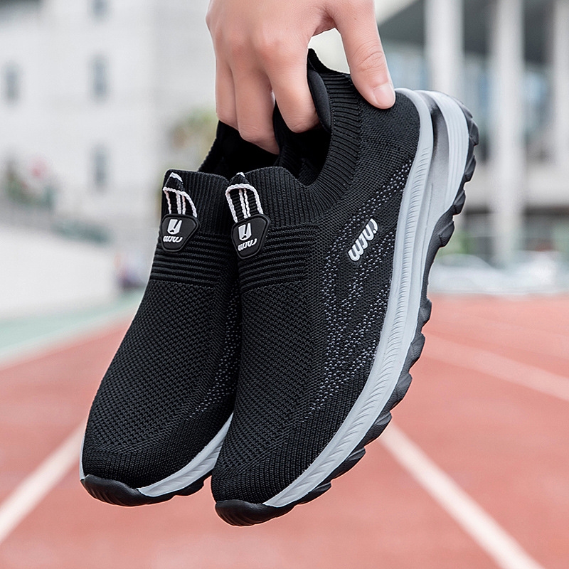 Spring Summer Popular Fahshion Breathable Father Shoes Light Soft Soled Slip-On Middle-Aged And Elderly Walking Shoes Sports Leisure Net Men'S Sh