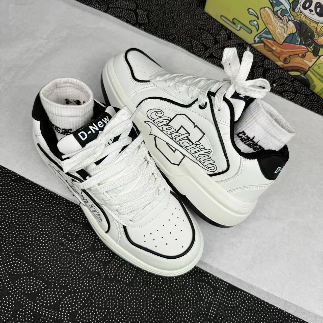Women Ddmysports Men Trendy Casual Low Top Thick Sole New Design Sense White Versatile Athleisure Shoes Black Free Shipping Outdoor