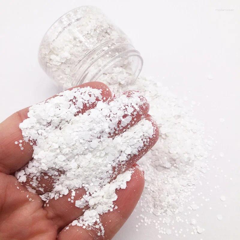 Nail Glitter 50g 4 Sizes PURE WHITE /BLACK Matte Chunky Mix IN SHAKER Sparkling Sugar ART Fine