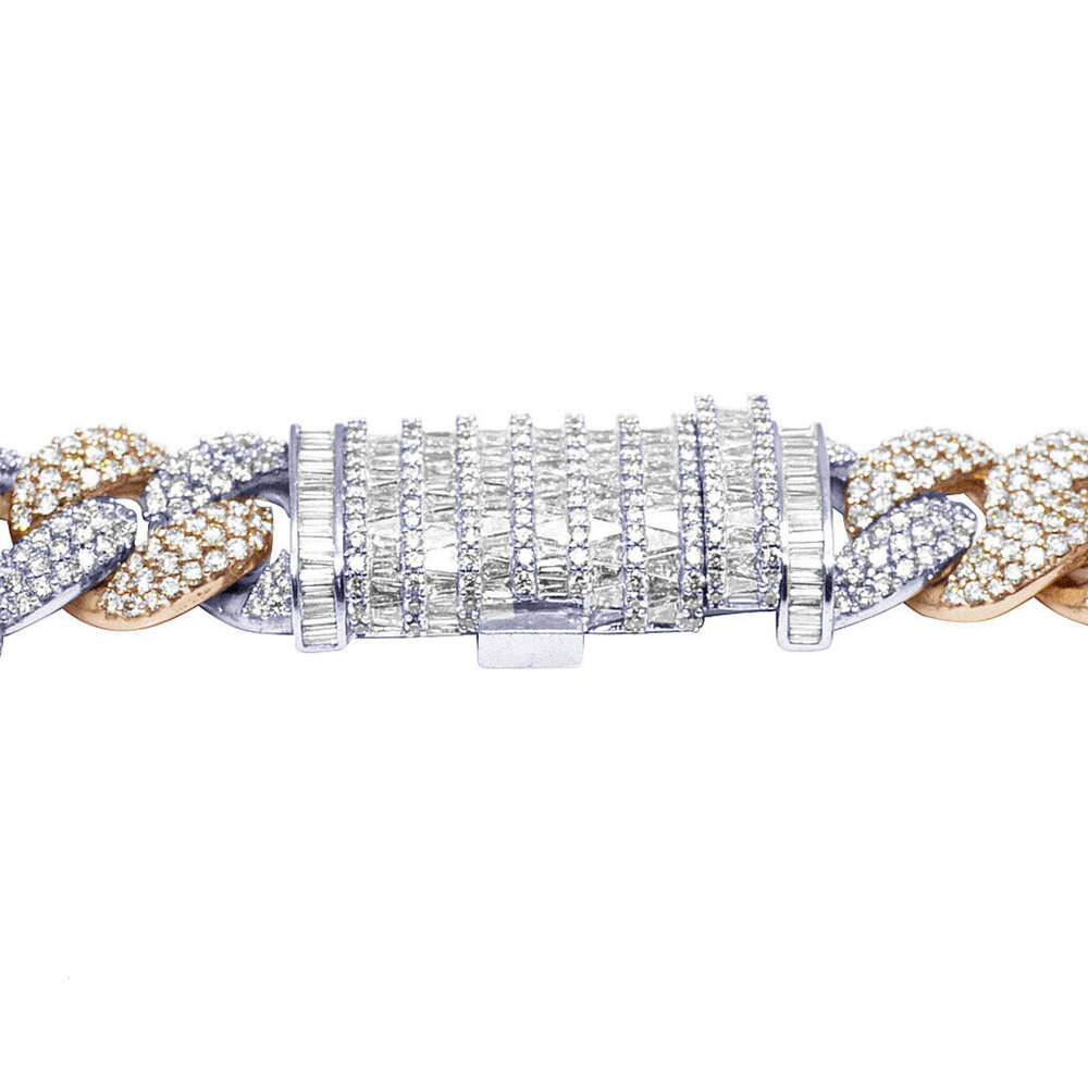 High Quality Customized 16 Mm Cuban Link Moissanite Diamond Chain 925 Sterling Silver White Yellow Gold Diamond Chain