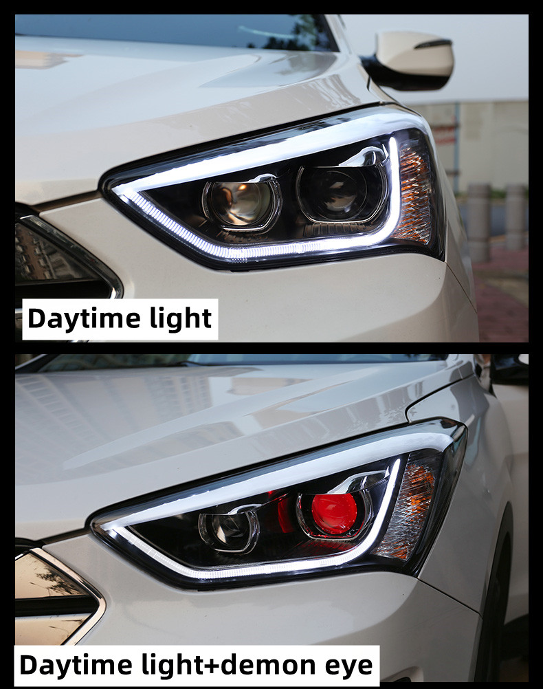 Car Light for Hyundai IX45 Headlights 2013-20 16 New Santa Fe Headlight Assembly Upgrade Signal Lamp Accessories