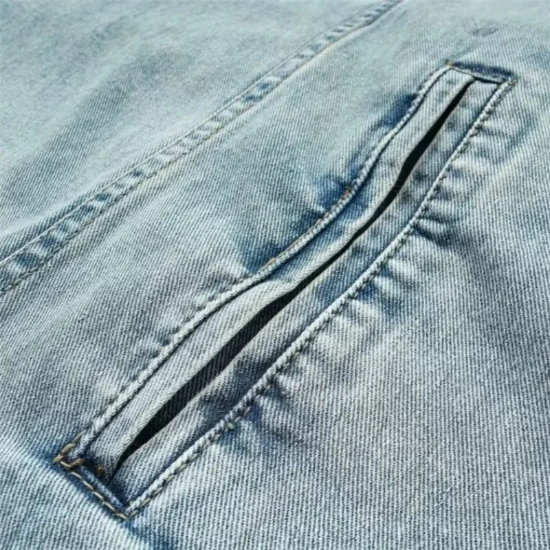 Japanese Denim Hooded Jacket Men Women Loose Casual Vintage Sweatshirt Coat High Street Washed Denim Pullover Varsity Autumn 240618