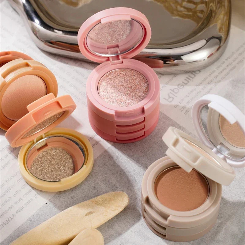 Matte Highlighter Blush Palette Pearly Blush Shiny Silkworm Eyeshadow Shimme Brighten Face Contour Powder Makeup Palette . 240624