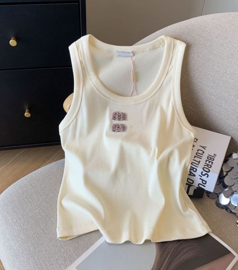 Woman Designer tank top sexy halter tops Summer Womens Croptop knits Tanks Diamond Embroidery T-Shirts Printed Tees Tops Short Street Round Shirt Sleeveless tank top