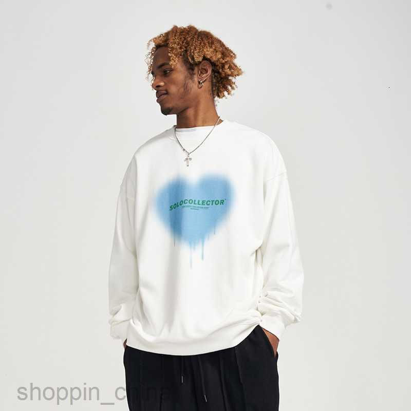 Men's Hoodies Sweatshirts Love print fashion brand round neck sweater mens BF lazy fashion brand Street trend daily casual men wear