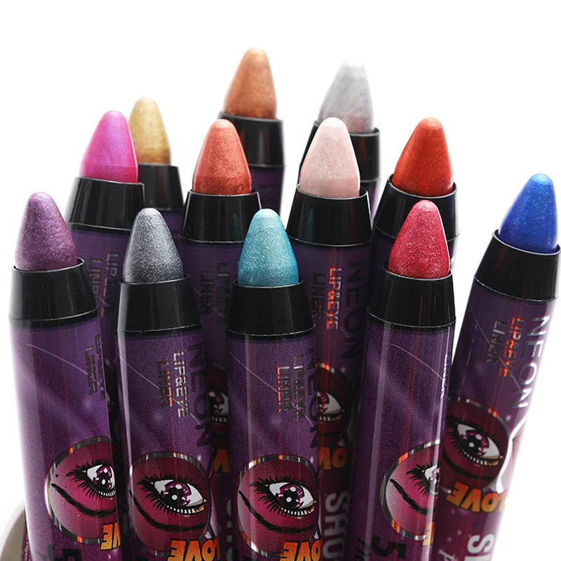 2 In 1 Glitter Eyeshadow Lipstick Pencil Stick Waterproof Pearl Silkworm Eye Shadow Pen Long-lasting Eyeshadow Make Up Cosmetic 240624
