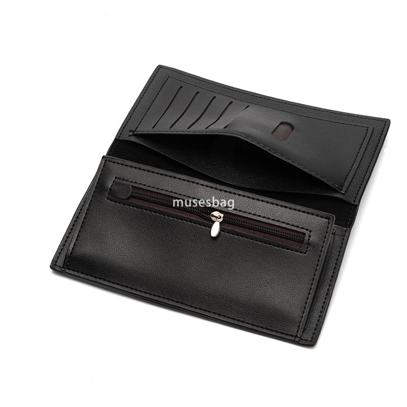 Fashionable men's designer classic minimalist crocodile pattern long wallet casual multi-functional US dollar large bill lightweight and practica