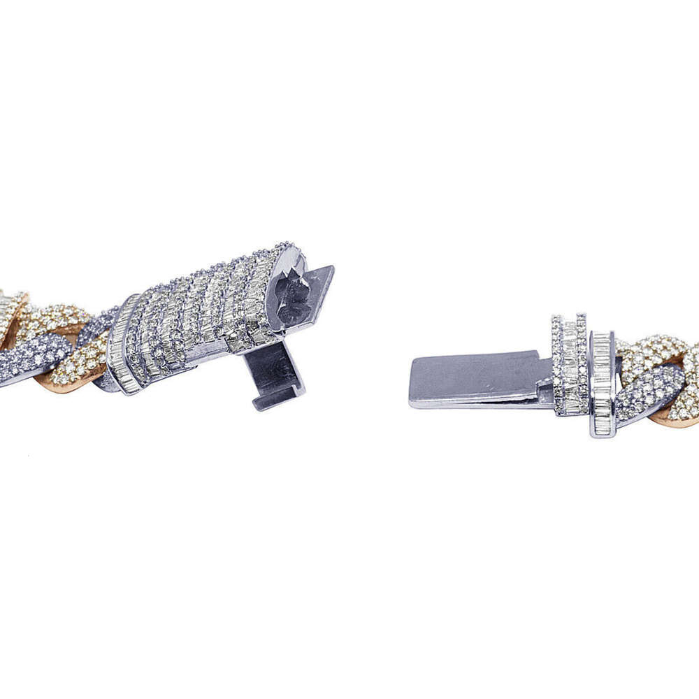 High Quality Customized 16 Mm Cuban Link Moissanite Diamond Chain 925 Sterling Silver White Yellow Gold Diamond Chain