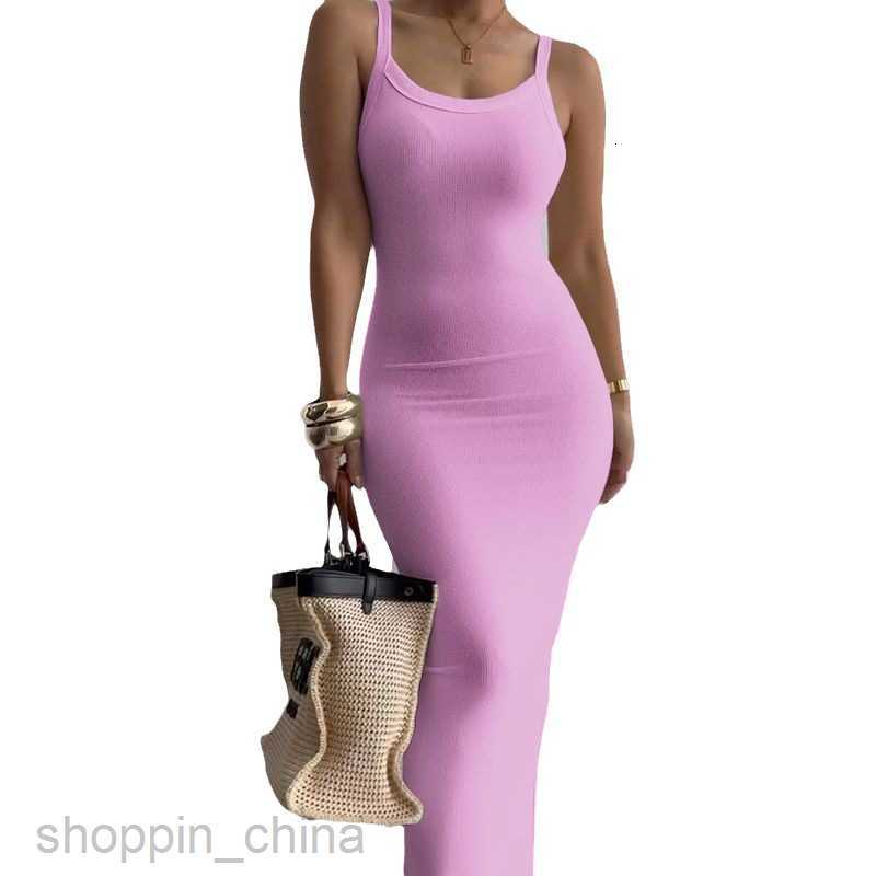 Women Dresses Summer New Fashion Print Round Neck Sleeveless suspender Slim Fit Wrap Hip Dress