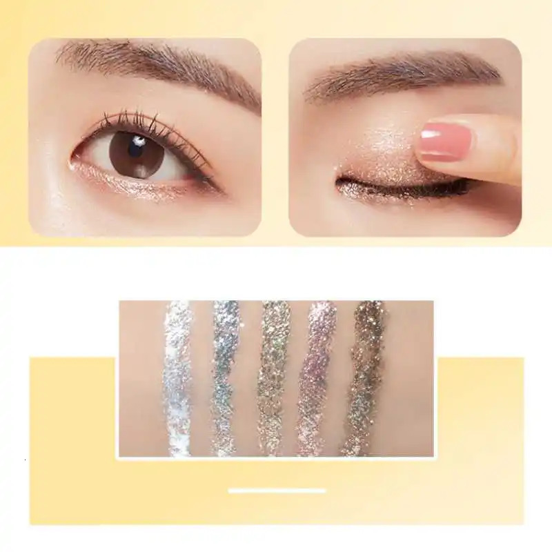 Eye Shadow Pearlescent Diamond Eye Shadow Liquid 5-color Sequins MakeUp Smooth Mini Fine Brush Eyeliner Shine And Head 240624