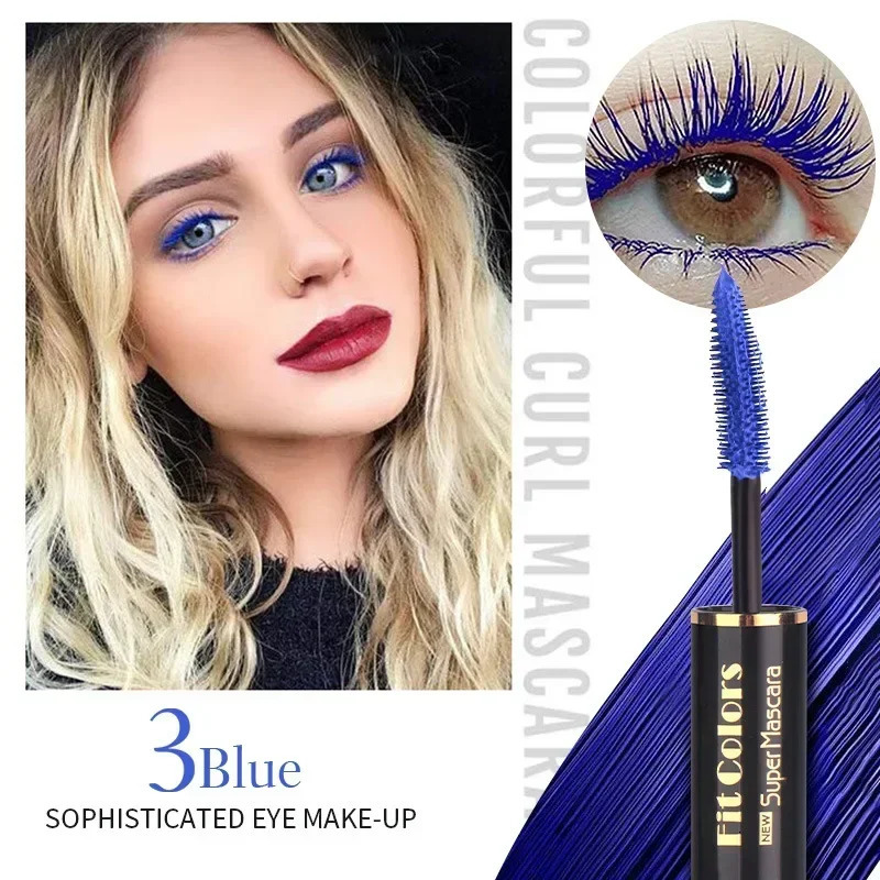 Waterproof Mascara Eyelashes Extension Thick Curling Non-smudge Quick Dry Long-lasting Blue Purple White Colorful Mascara Makeup 240625