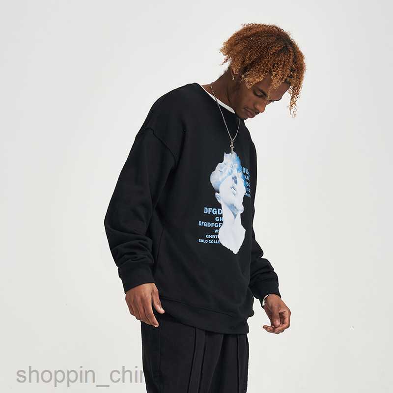 Men's Hoodies Sweatshirts New men round neck sweater spring pure cotton fashion brand digital printing loose men' shirt bottoming shirt