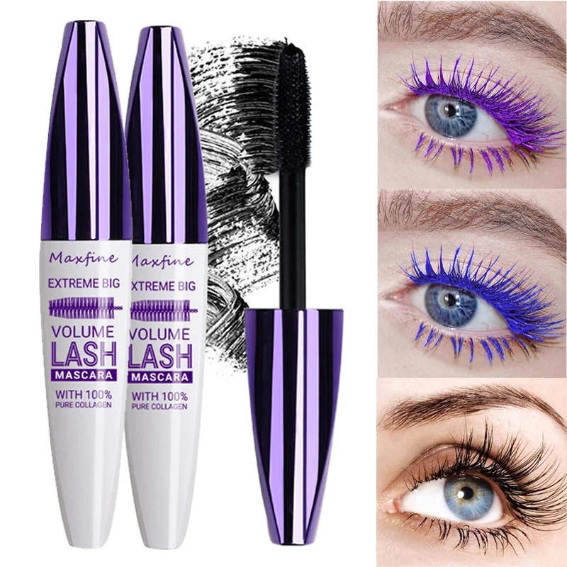 5D Three-dimensional Mascara Purple Multi-color Waterproof Lasting Mascara Non-smudge Eyelashes Extension Eyelashes Cosmetics 240625