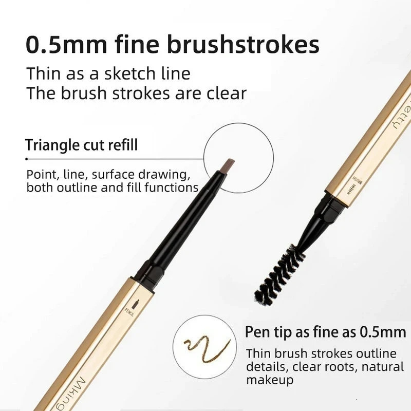 5 Colors Eyebrow Pen Waterproof Long Lasting Natural Dark Brown Black Eye Brow Pencil Cosmetics Beauty Women Makeup Eye Brow 240625