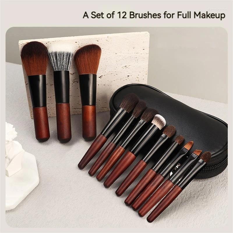Makeup Brushes 12PCS Mini Portable Brush Set Super Soft Animal Hair Good Powder Sticking Effect Travel