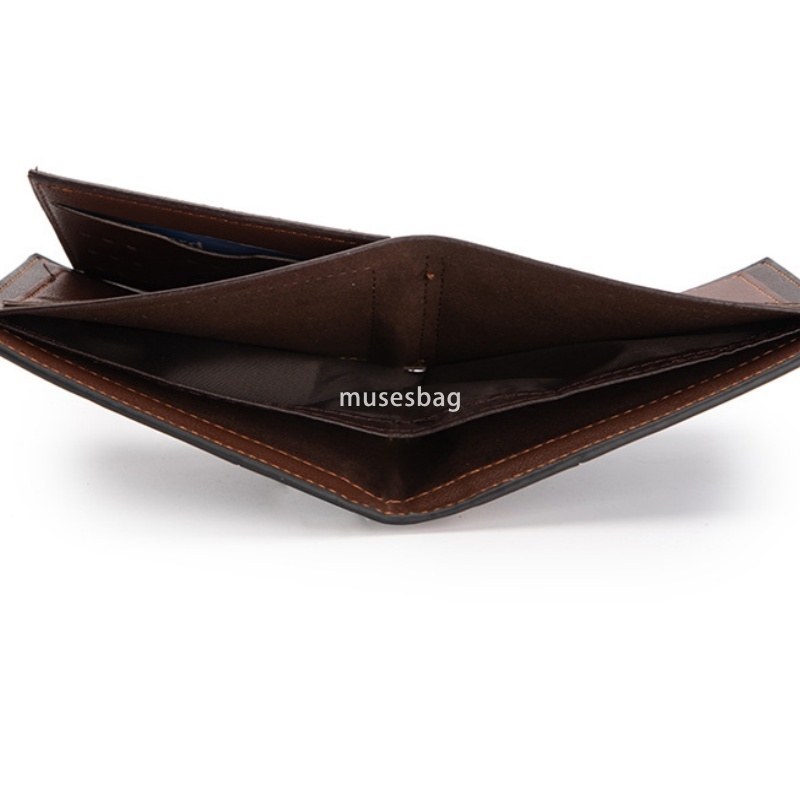 High quality men's fashionable new PU grand money bag with stitching short multi-functional two fold money clip horizontal business card ID drive