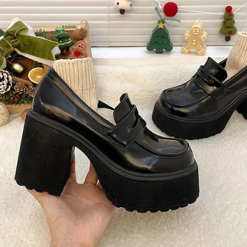 High Heels Loafers Women Shoes Retro Chunky Heels Pumps Woman Uniform College Platform Mary Jane Shoes Ladies 240625