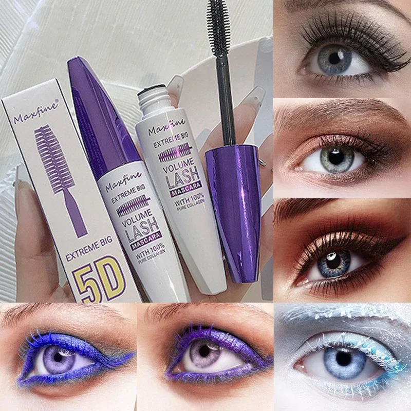 5D Silk Fiber Colorful Mascara Makeup Waterproof Lasting Black Purple Curling Matte Eyelashes Extension Mascara Lash Cosmetics 240625