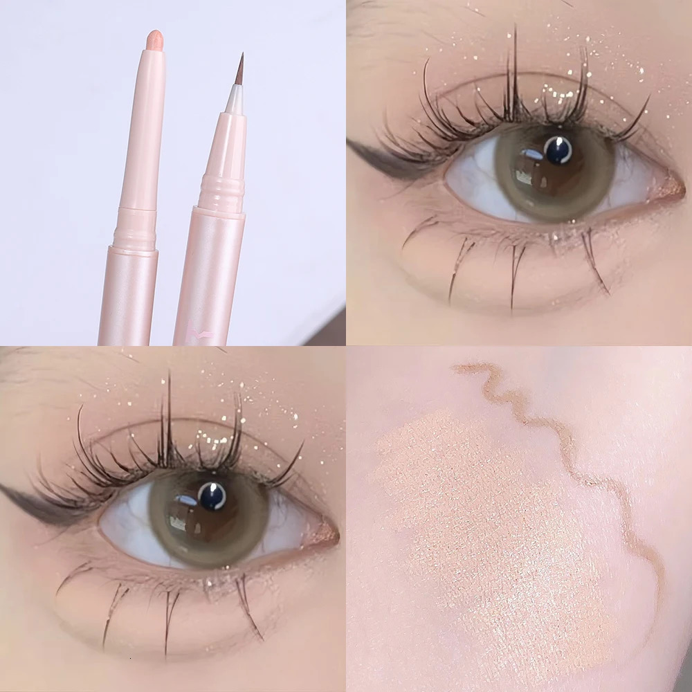 Double Ended Lying Silkworm Pencil Highlighter Makeup Pen enlarge eyes Under Eye Highlighter Makeup Stick Slim soft tip 240624