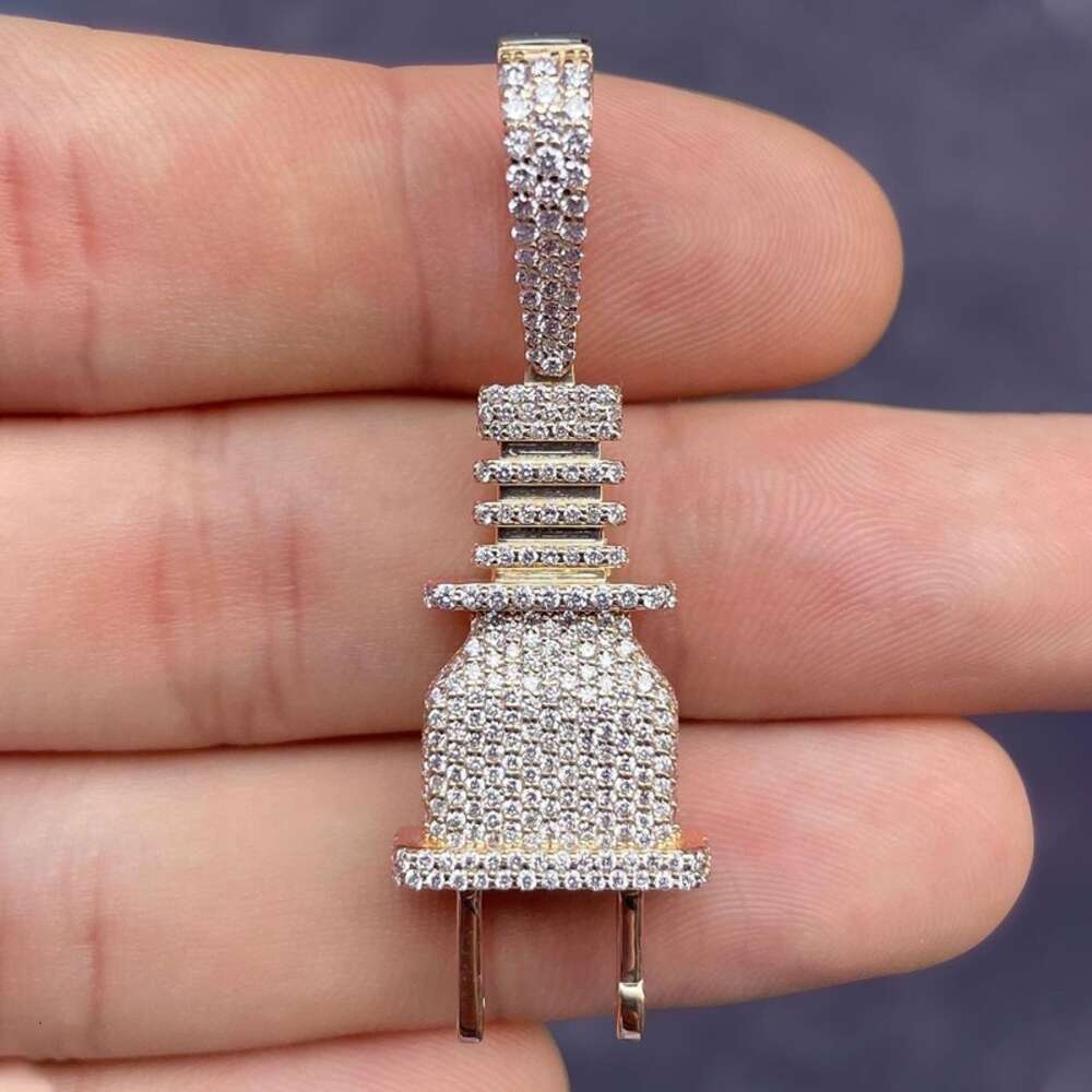Custom 14k Gold Vvs Moissanite Pendant 925 Sterling Silver Mens Iced Out Hip Hop Letter Plug Charm Rapper Rock Jewelry