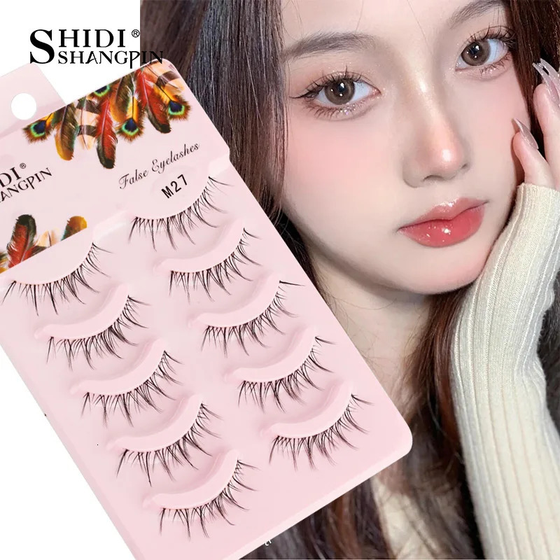 Manga Lashes 5 Pairs Anime Cosplay Faux Mink Korean Natural short Full Strip Clear Band Soft Eyelashes Extension 240624