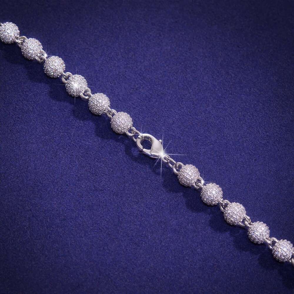 New Style Hip Hop Rapper Jewelry Bling Sterling Silver 8mm Moissanite Iced Out Ball Chain