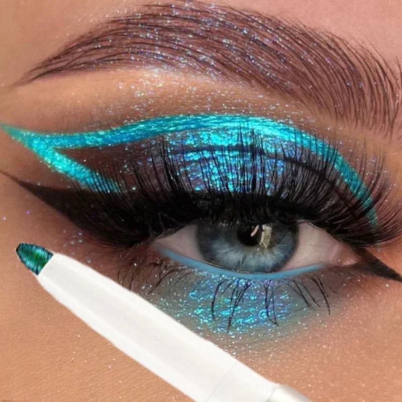 Glitter Metallic Eye Shadow Waterproof Shiny Chrome Eyeliner Pencil Pearl Green Gold Purple Lying Silkworm Pen Makeup Cosmetics 240624