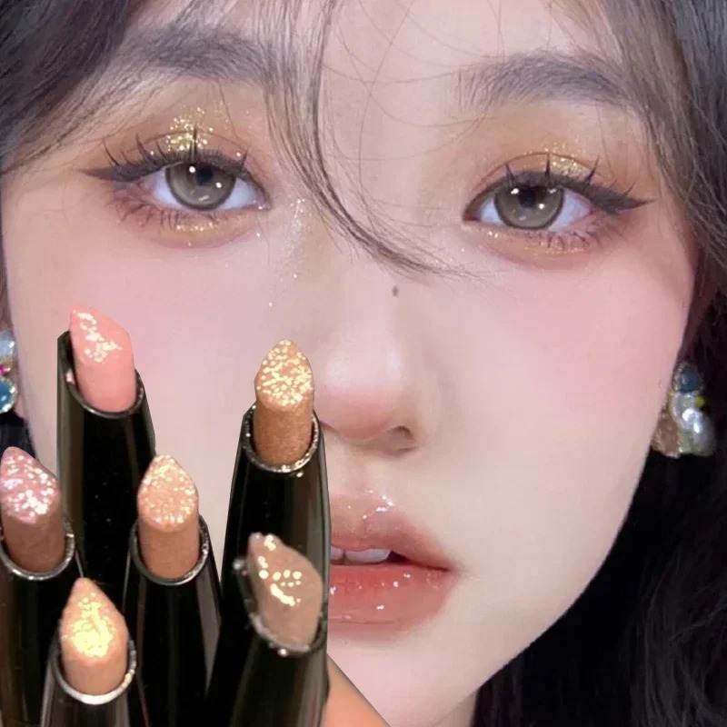 Pearlescent Eyeshadow Stick Pencil Glitter Eyeshadow Makeup Waterproof Shimmer Silkworm Liner Pen Cosmetics Beauty Makeup Tool 240624