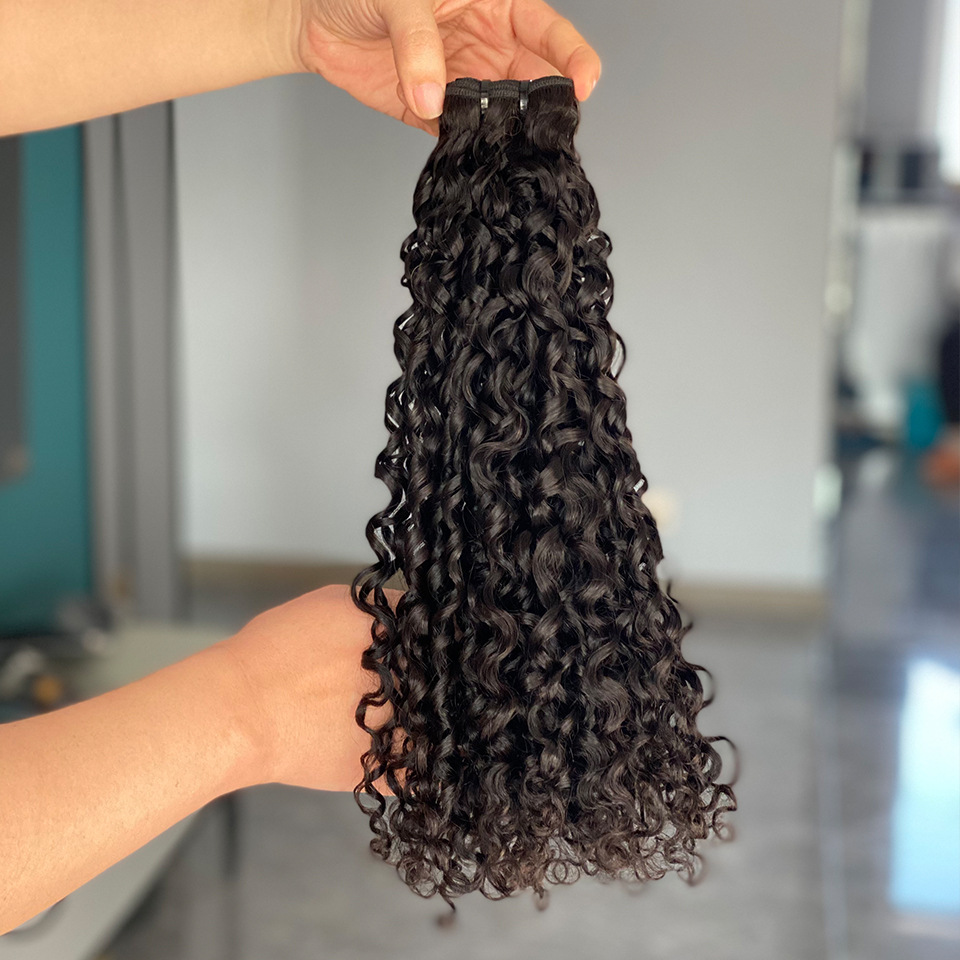 Natural Black Brazilian Double Wefts 100% Human Hair Extensions Deep Wave Kinky One Piece/lot 10-26inch Bundle Curly