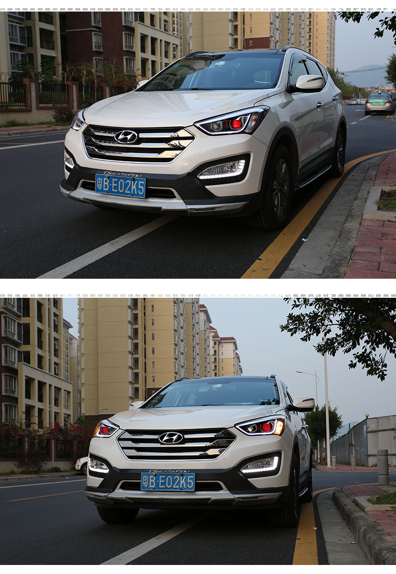 Car Light for Hyundai IX45 Headlights 2013-20 16 New Santa Fe Headlight Assembly Upgrade Signal Lamp Accessories