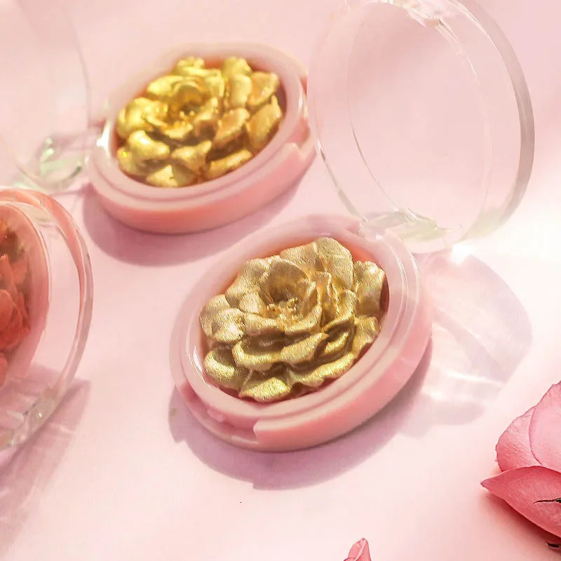 Exquisite Carving 3D Rose Highlighter Palette Cosmetic Face Contour Bronzer Shimmer Relief High Gloss Highlight Bright Makeup 240624