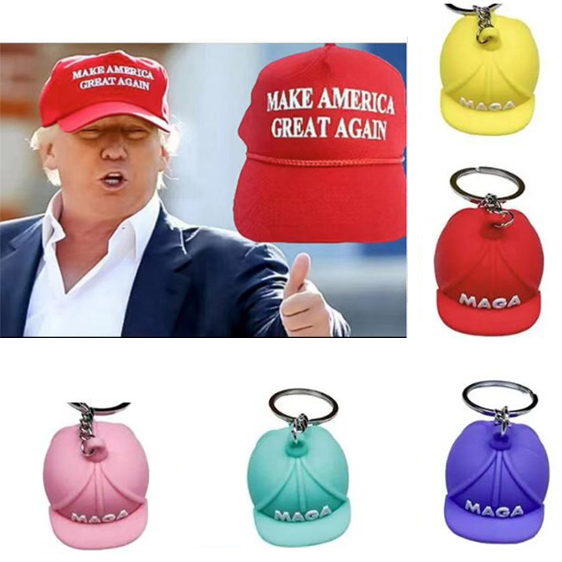 MAGA Cap Keychain Macaron Cartoon Cute Car Accessories USA Make America Great Again Key Chain